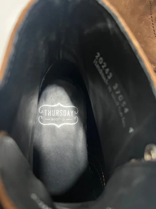 Thursday Boot Company Men's Tan Leather Captain Cap-Toe Lace-Up Boots size 8 - Picture 2 of 15